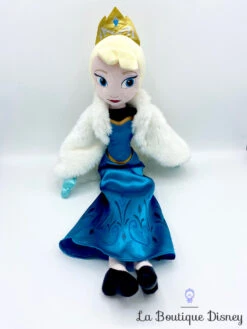 Poupée Chiffon Elsa La Reine Des Neiges Disney Store Peluche Cape Fourrure Hiver 53 Cm