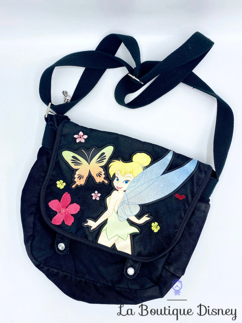 Sac Besace La Fée Clochette Disney Store Peter Pan Bandoulière Noir Papillon Fleur