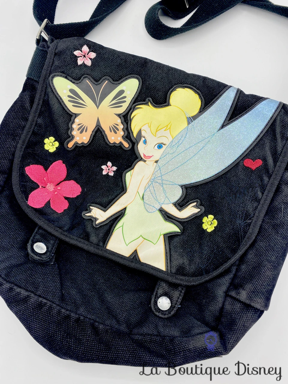 Sac Besace La Fée Clochette Disney Store Peter Pan Bandoulière Noir Papillon Fleur – Image 2