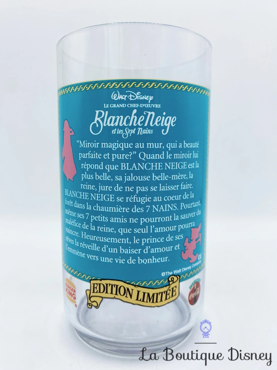 Verre Blanche Neige Et Les Sept Nains Walt Disney Les Grands Classiques Édition Limitée Burger King 1995 Vintage – Image 3
