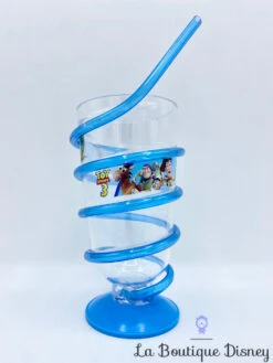 Verre Paille Toy Story 3 Disney Pixar Gobelet Bleu Plastique